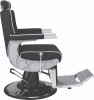 FOTEL BARBERSKI CARLOS CZARNY/WSTAWKI BIAŁE/BAZA CHROM Z NAKŁADKĄ CZARNĄ (BARBER BY AYALA)